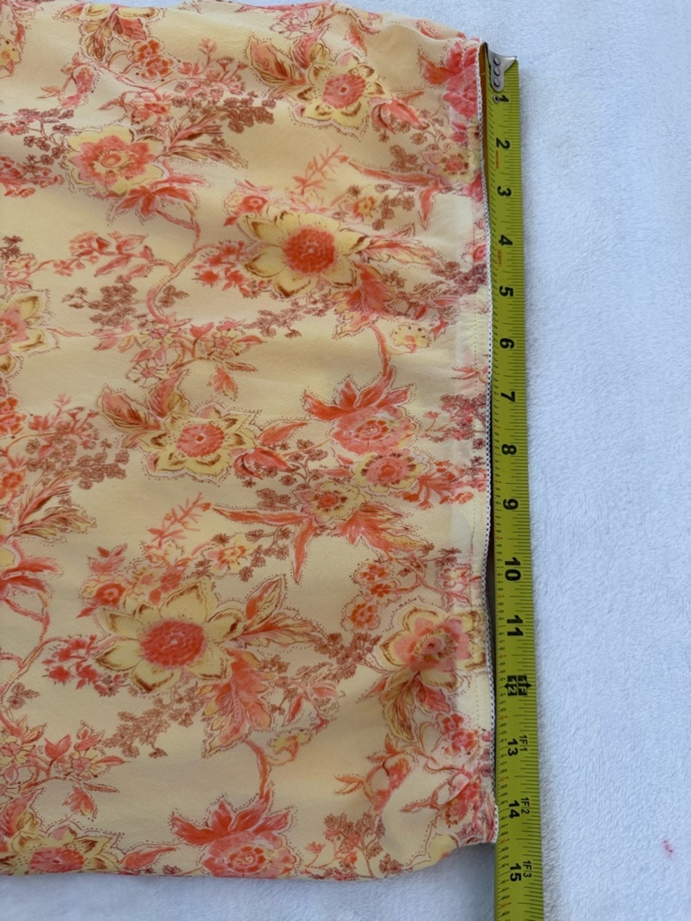 Vintage Chadwicks 100% Silk Floral Maxi Skirt Yellow Elastic Waist Size Large - Picture 7 of 8
